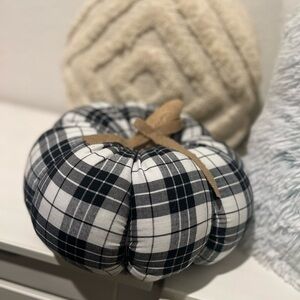 Black & White Checkered Pumpkin Pillow